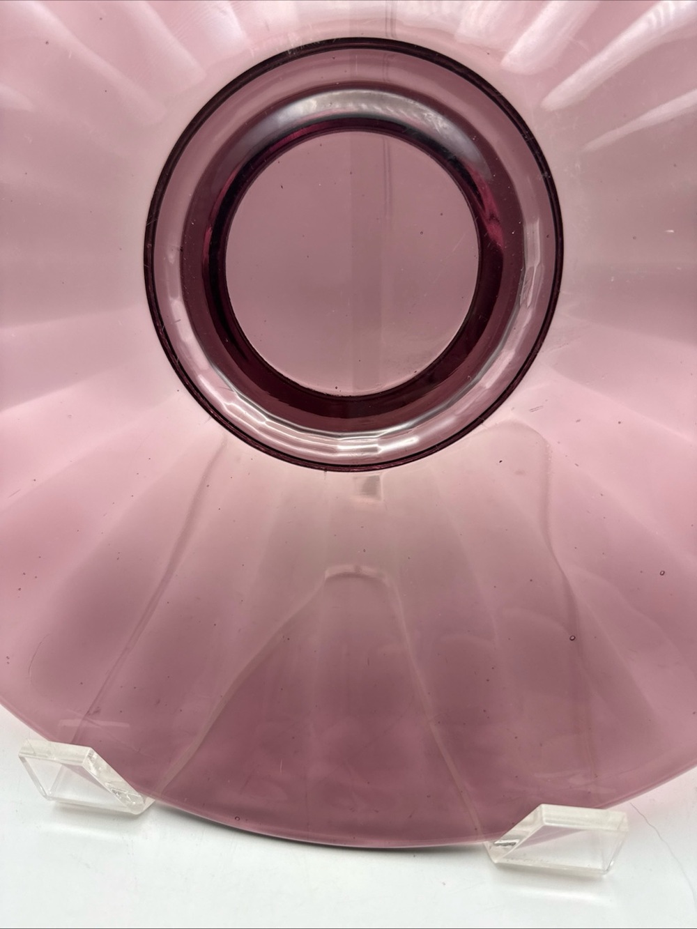 Vintage Amethyst Purple Glass 11" Platter Large Flat Optic Ribs Charger Plate - Picture 5 of 11